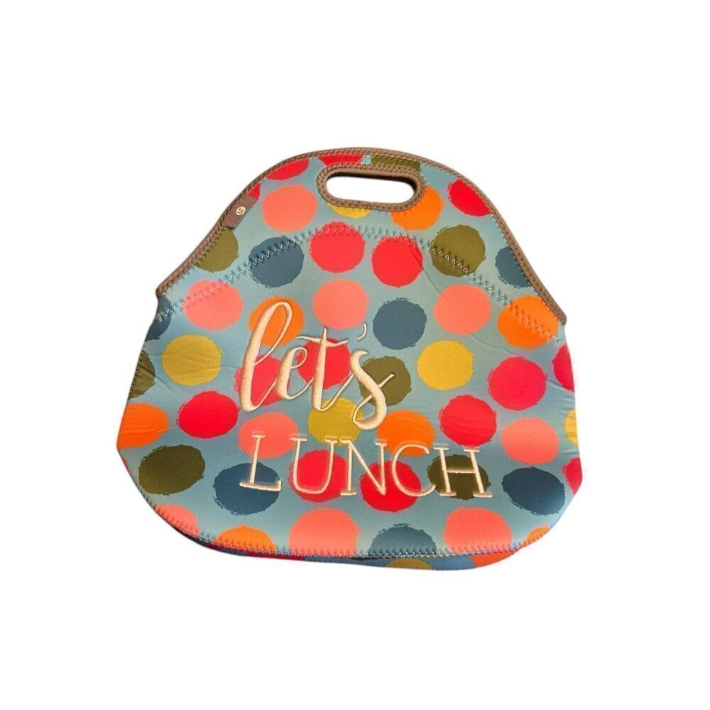 Tastefully Simple Let's Lunch Tote Neoprene Tote lunch bag colorful dots
